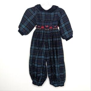 Vintage CC Baby Plaid Smocked Romper 12m